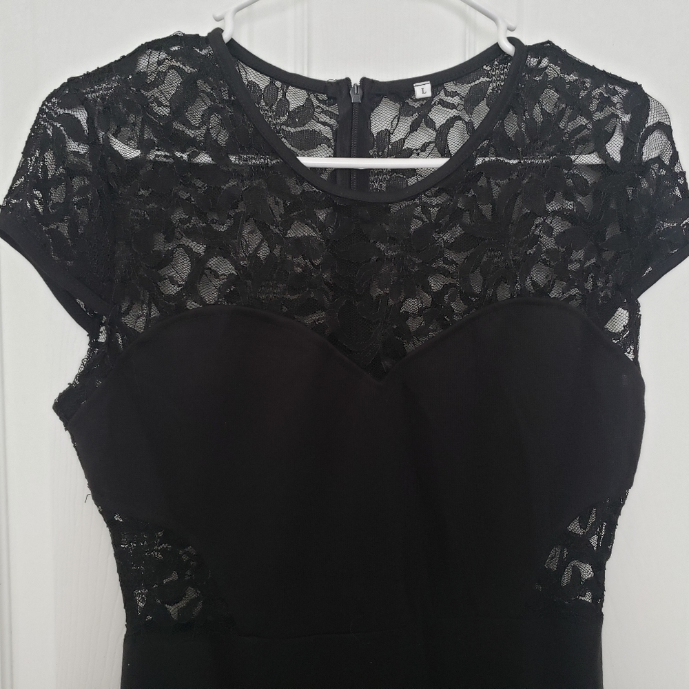 A black lace dress